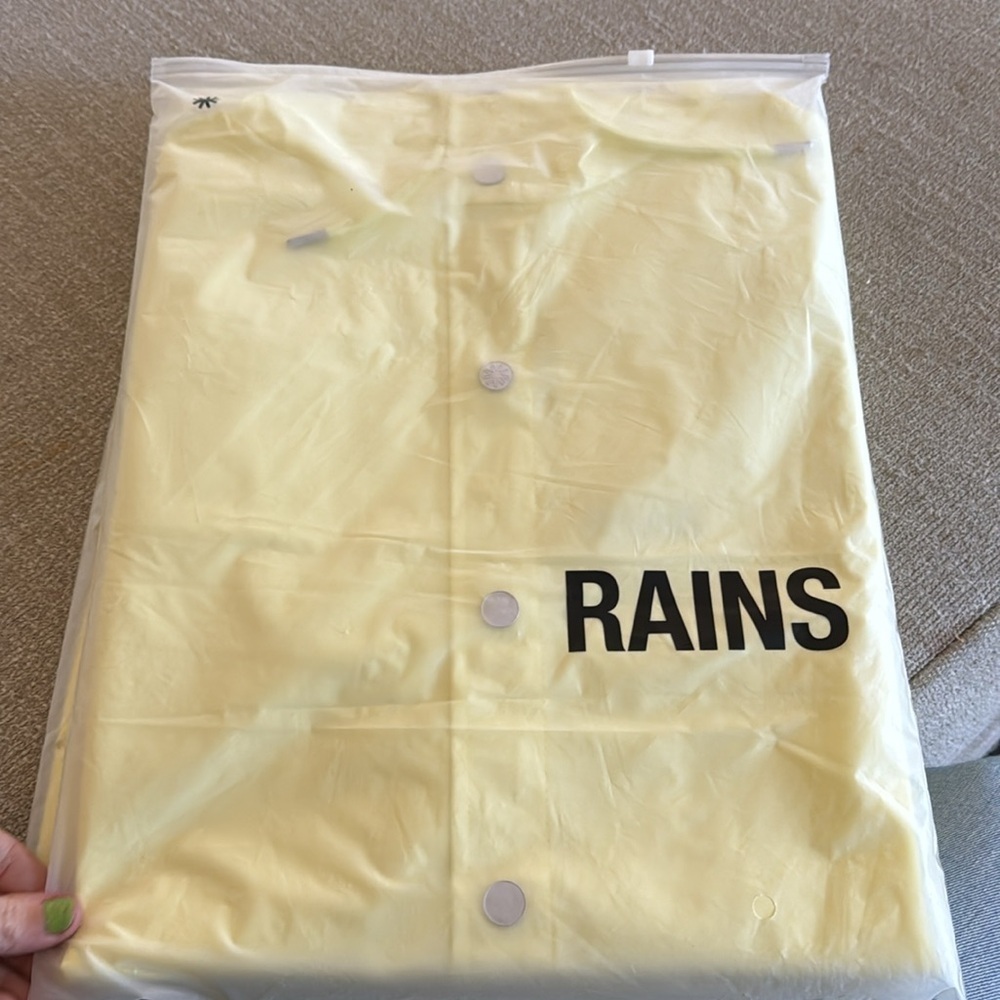 Rains Unisex Straw Yellow Waterproof Rain Jacket Button Zip Closure - Picture 11 of 11